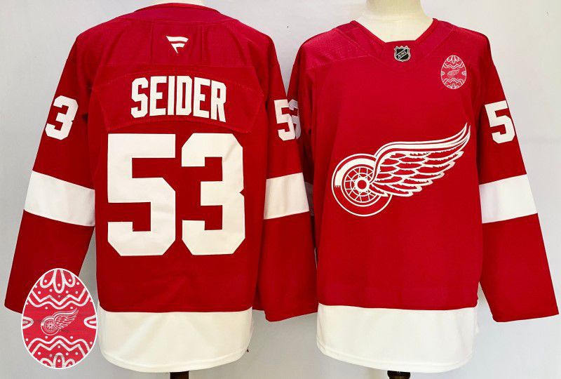 Men Detroit Red Wings #53 Seider Red Fanatics 2025 NHL Jersey style 2->detroit red wings->NHL Jersey